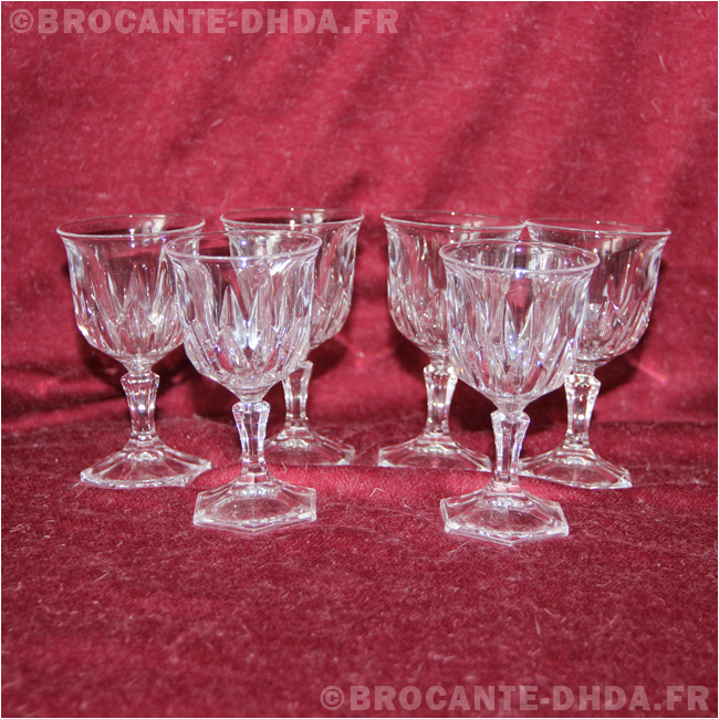 Ensemble de 6 verres à cordial Cristal d'arques Taille