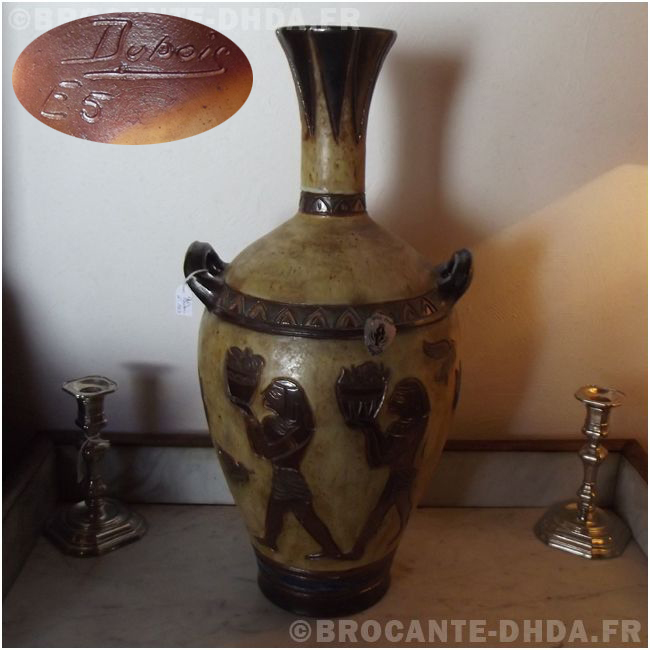 Vase en grès signé à la pointe Alfred Lebret (1