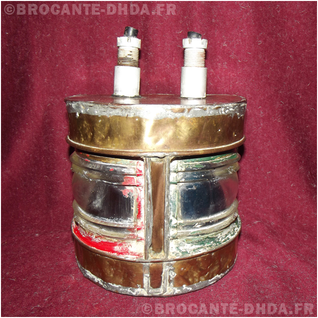 Lampe Tribord Bateau En Laiton Antique - Brûleur à Pétrole - Hauteur 23 Cm - Marque Sea-Club
