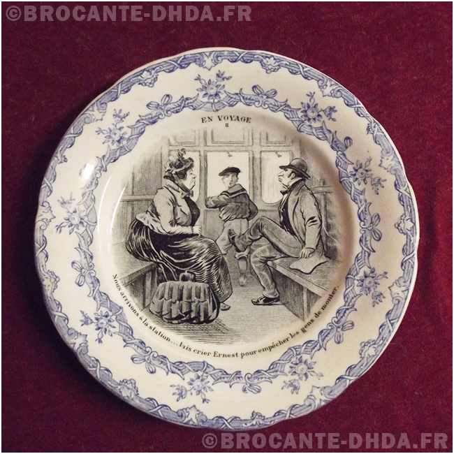 Assiette faïence Choisy le Roi sur le thème chasse à l