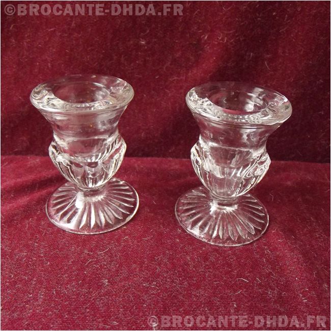 Lot de 10 petit bougeoirs en verre