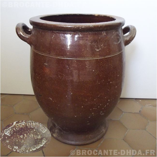Pot en grès vernissé deux anses - Brocante La Vitrine
