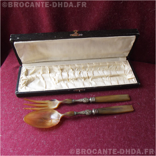 Anciens Couverts à Salade Argent – Tête De Minerve – Dans écrin – Occasion