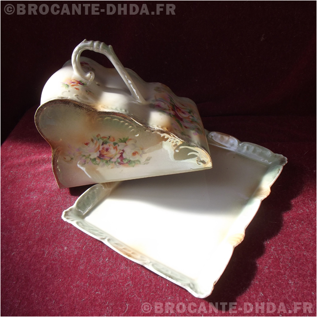 Bouquetière en céramique vernissée bleue époque