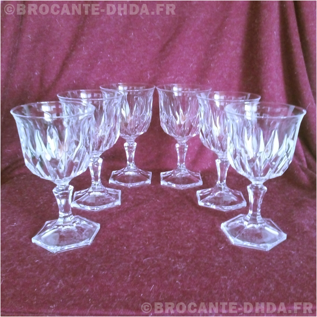Verres à vin (lot de 6) - Cristal D'Arques - Diamantis - Brocante