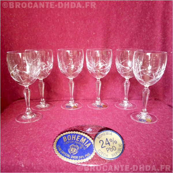 Suite de 6 verres en cristal de Bohême D'Hier & D'Aujourd'hui