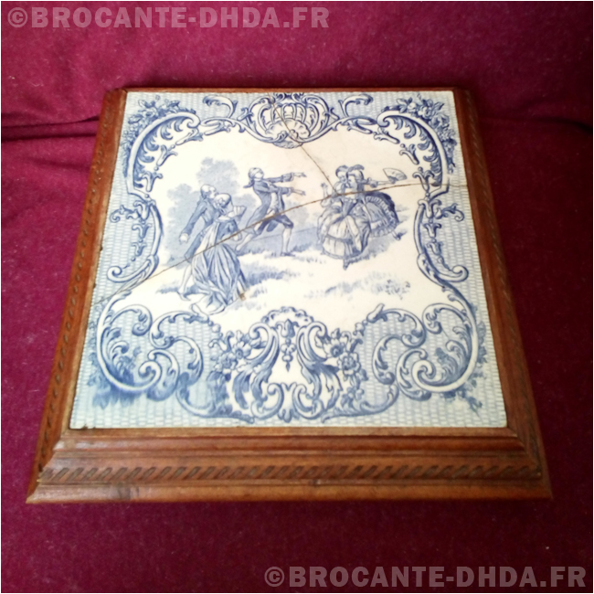 Ancien Dessous De Plat Musical - Faïence Et Bois - Années 1920-1940 - Décor Fleur