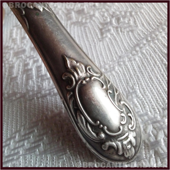 Manche à gigot ERCUIS modèle IRIS métal argenté ART NOUVEAU couvert service 19,5