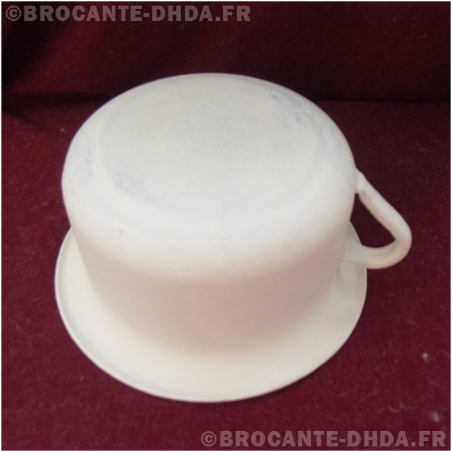 Pot De Nuit Ancien En Tôle émaillée Blanc, Liseret Bleu, Pour Déco Ou Usage