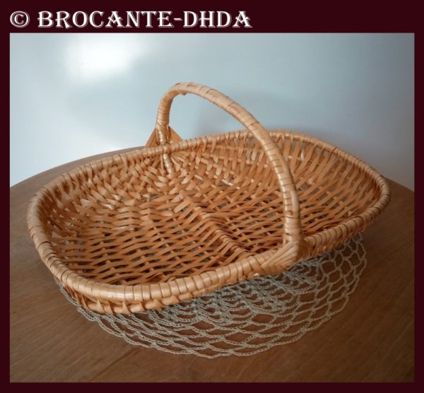 Panier Récolte En Osier Tissé Avec Poignée - 24x17x10 Cm - Couleur Marron, Matériau Bambou - Pour Fruits, Légumes, Pique-nique