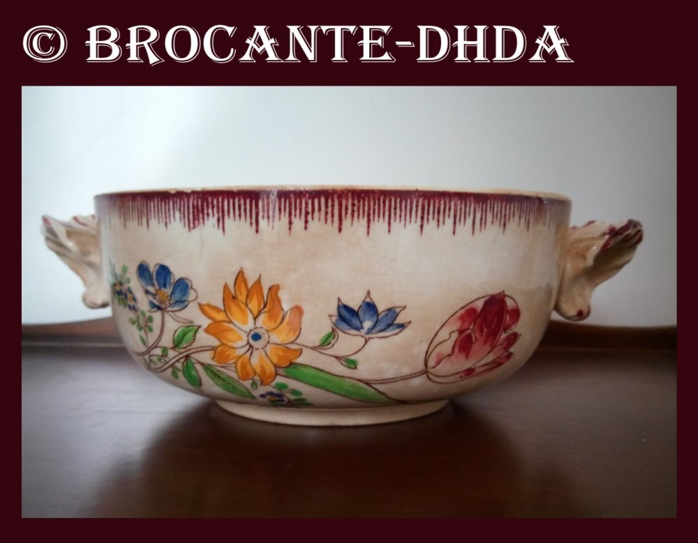 Bol à Pipe Ancien En Céramique – Beurrier Vintage Bois Et Grès Asymétrique