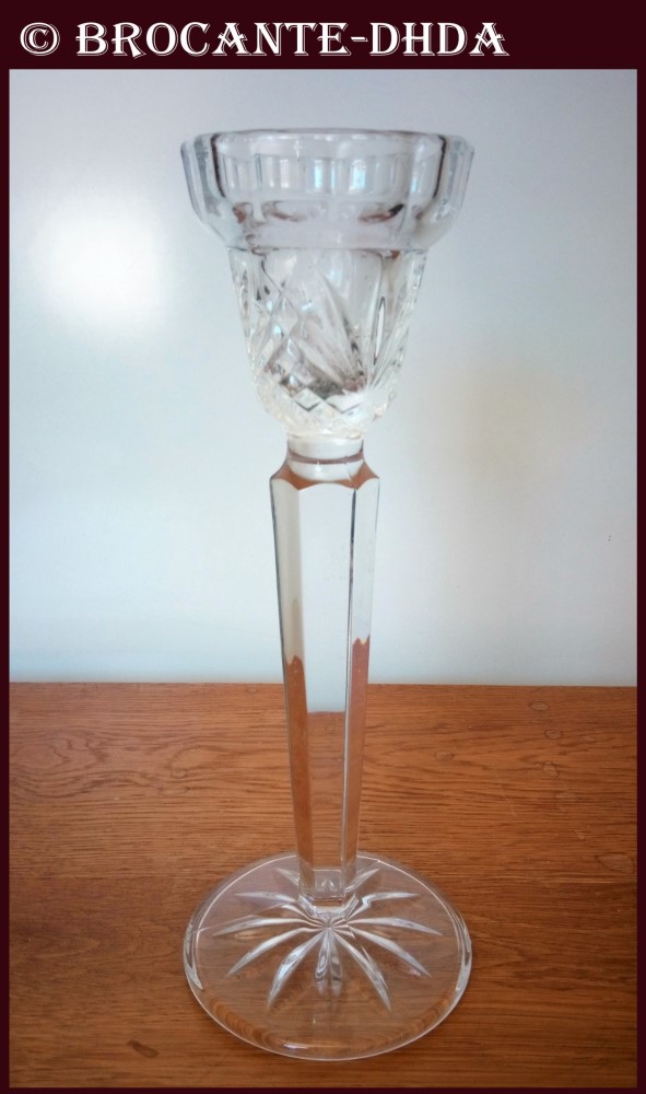 Ancien Bougeoir En Verre Moulé Style Portieux - Décoration Vintage