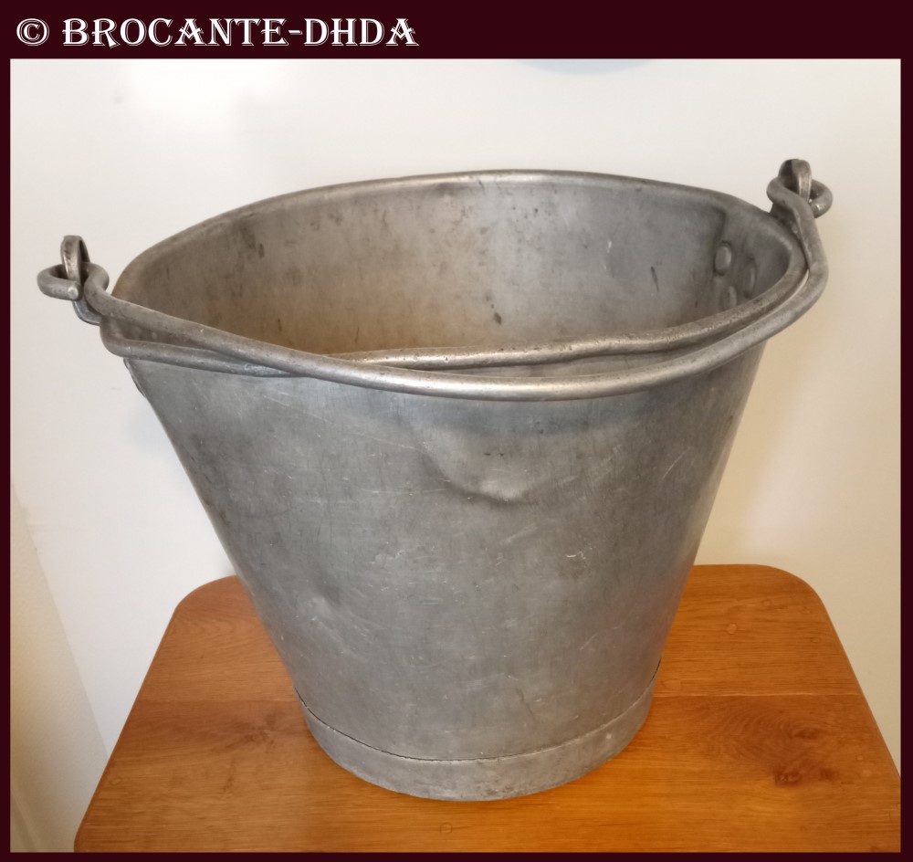 Ancien Seau à Pêche Flottant Galvanisé, Pour Ménés, Style Vintage