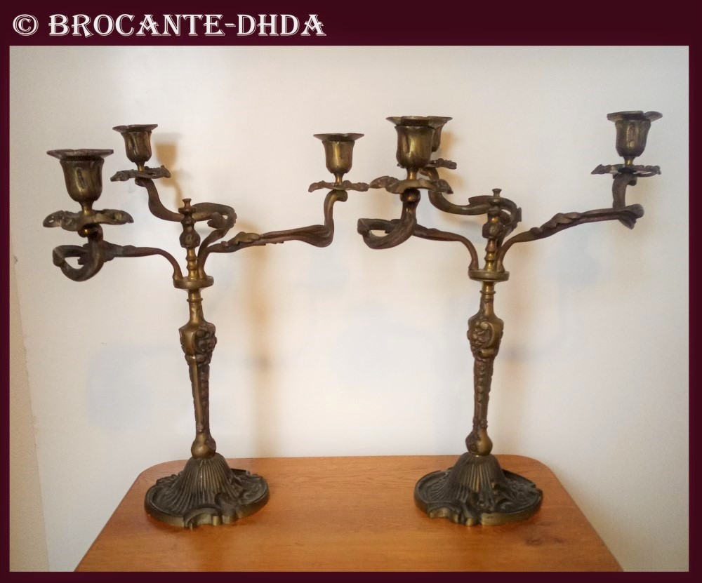 Paire de chandeliers en bronze D'Hier & D'Aujourd'hui